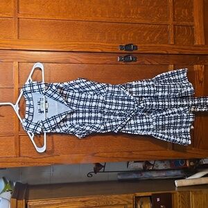 Blue and White Button Down Collar Dress by Maeve Size 2